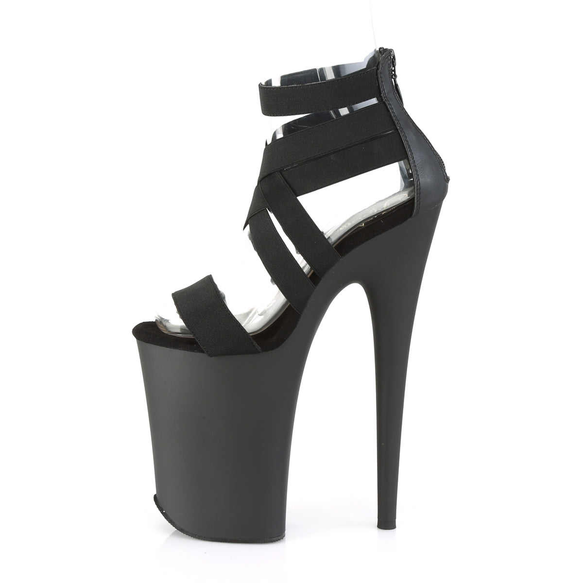 *9" Heel, 5 1/4 PF Criss Cross Closed Back Sandal, Back Zip (Pleaser INF969/BELSPU/M)
