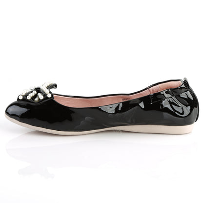*Pointed Toe Foldable Flats W/ Pearl Embellished Bow (Pin Up Couture IVY09/B)