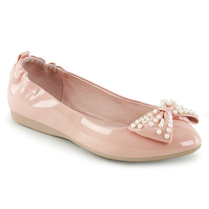 *Pointed Toe Foldable Flats W/ Pearl Embellished Bow (Pin Up Couture IVY09/B)
