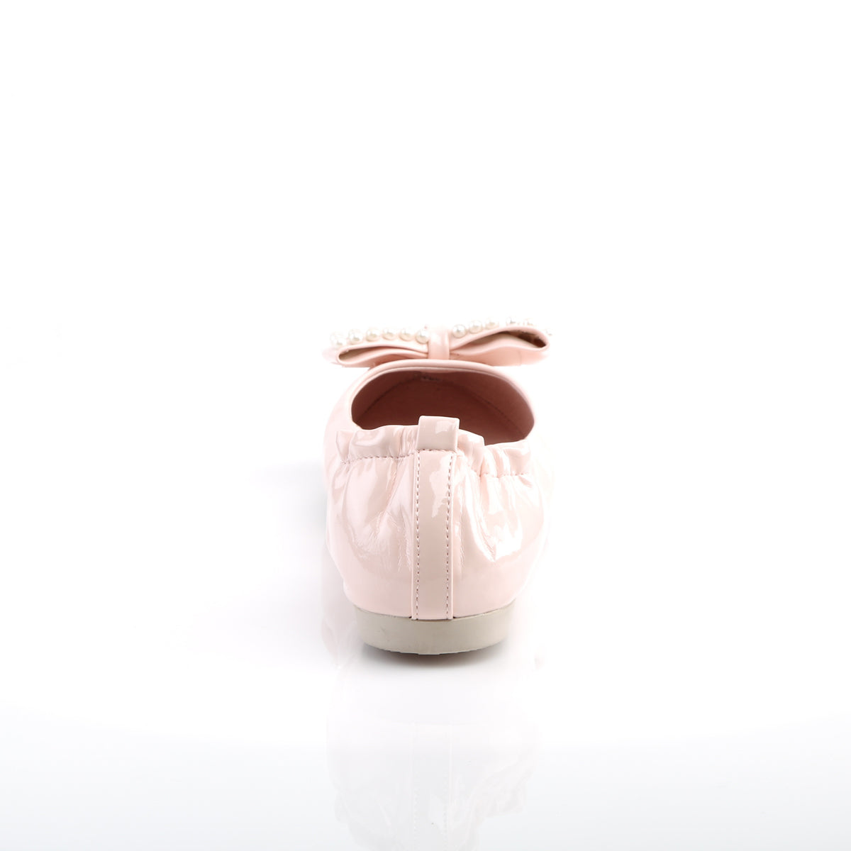 *Pointed Toe Foldable Flats W/ Pearl Embellished Bow (Pin Up Couture IVY09/B)