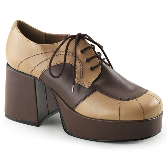 3 1/2" Block Heel, 1 1/2" PF Men's Spectator Oxford Shoe (Funtasma JAZZ06/T-BNPU)