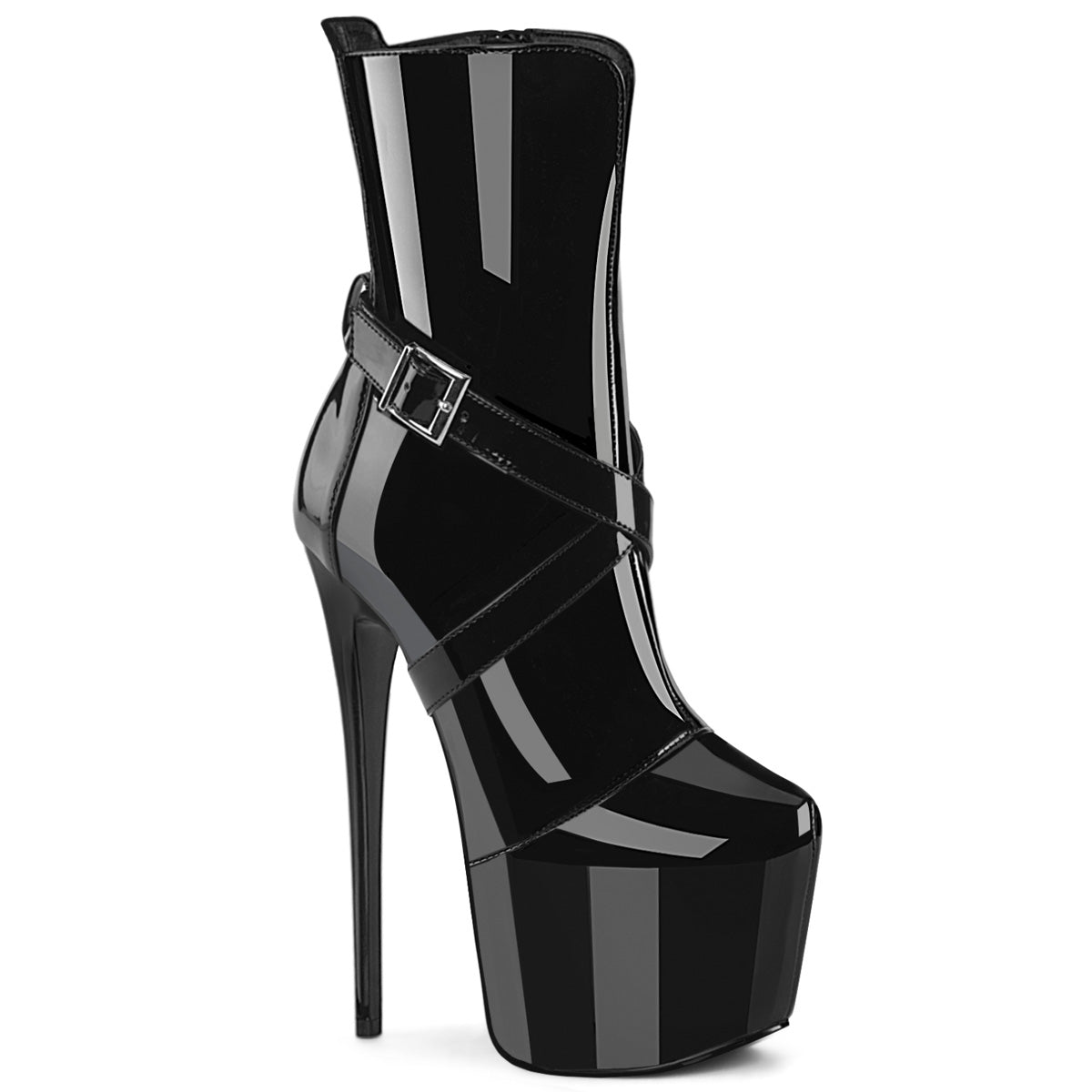 7" Heel, 3" Concealed PF Ankle Boot, Side Zip (Pleaser JUB1011/B)