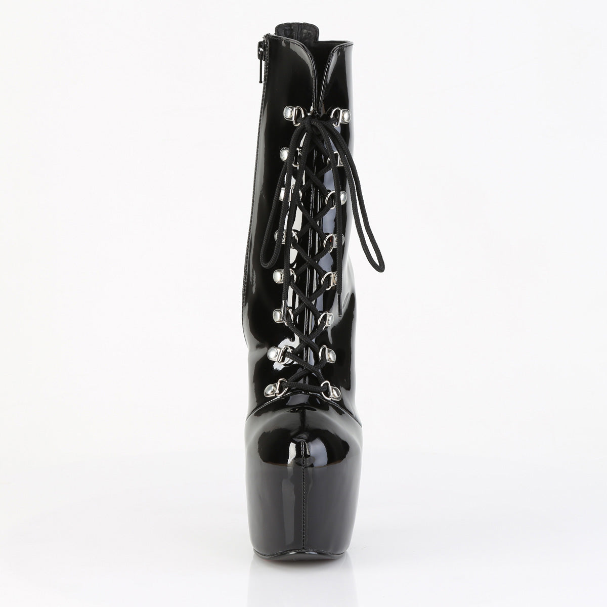7" Heel, 3" Concealed PF Lace-Up Front Ankle Boot, Side Zip (Pleaser JUB1014/B)