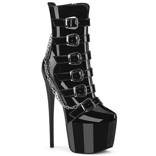 7" Heel,  3" Concealed PF Strappy Ankle Boot, Side Zip (Pleaser JUB1015/B)