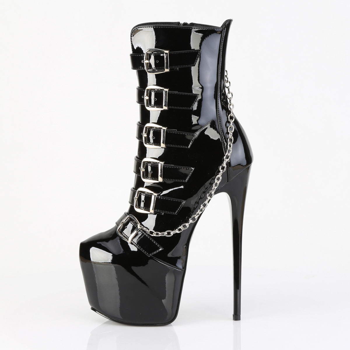 7" Heel,  3" Concealed PF Strappy Ankle Boot, Side Zip (Pleaser JUB1015/B)