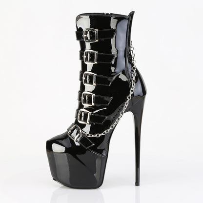 7" Heel,  3" Concealed PF Strappy Ankle Boot, Side Zip (Pleaser JUB1015/B)