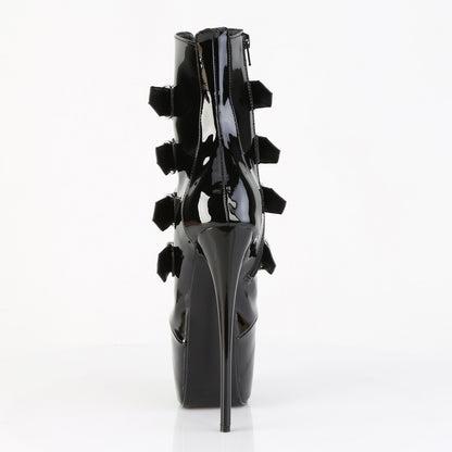 7" Heel,  3" Concealed PF Strappy Ankle Boot, Side Zip (Pleaser JUB1023/B)