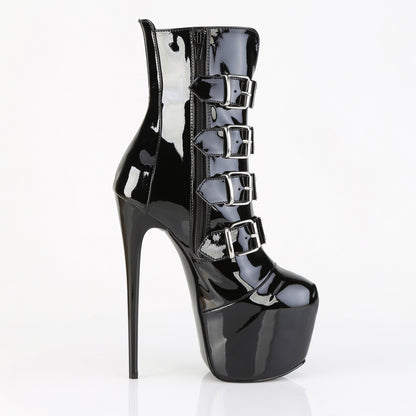 7" Heel,  3" Concealed PF Strappy Ankle Boot, Side Zip (Pleaser JUB1023/B)