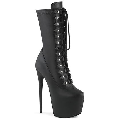 7" Heel, 3" Concealed PF Lace-Up Mid Calf Boot, Side Zip (Pleaser JUB1048/BPU)