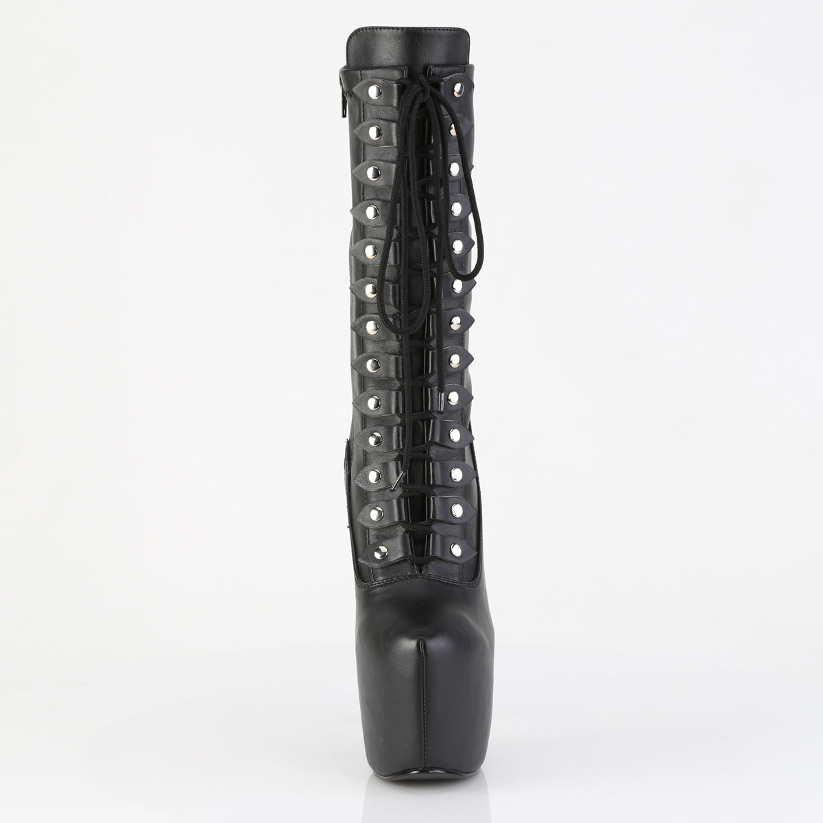 7" Heel, 3" Concealed PF Lace-Up Mid Calf Boot, Side Zip (Pleaser JUB1048/BPU)