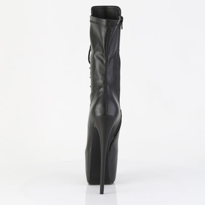 7" Heel, 3" Concealed PF Lace-Up Mid Calf Boot, Side Zip (Pleaser JUB1048/BPU)
