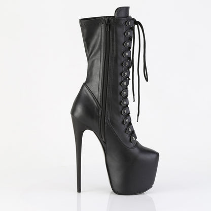 7" Heel, 3" Concealed PF Lace-Up Mid Calf Boot, Side Zip (Pleaser JUB1048/BPU)