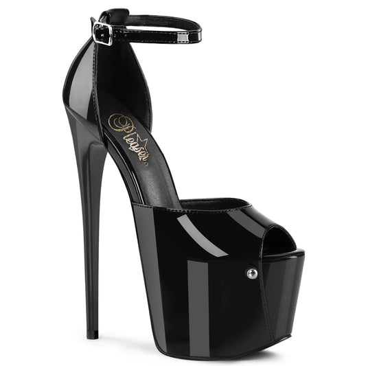 7" Heel, 3" Concealed PF Close Back Ankle Strap Sandal (Pleaser JUB15/B)