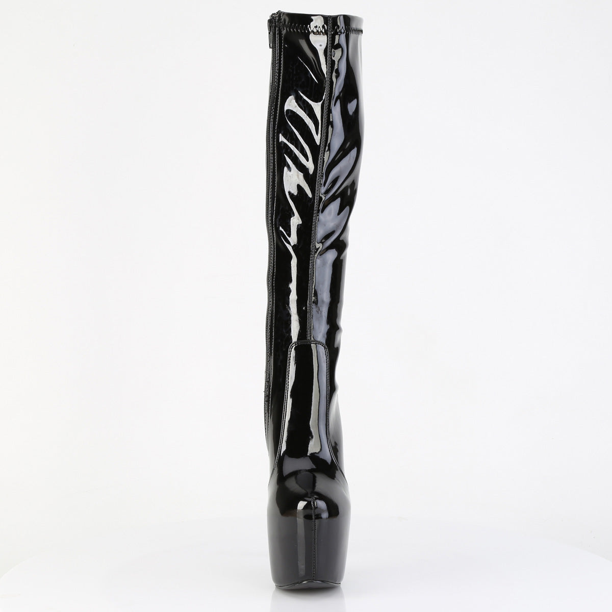 7" Heel, 3" Concealed PF Stretch Knee Boot, Side Zip (Pleaser JUB2000/B)