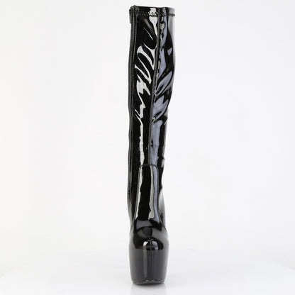 7" Heel, 3" Concealed PF Stretch Knee Boot, Side Zip (Pleaser JUB2000/B)