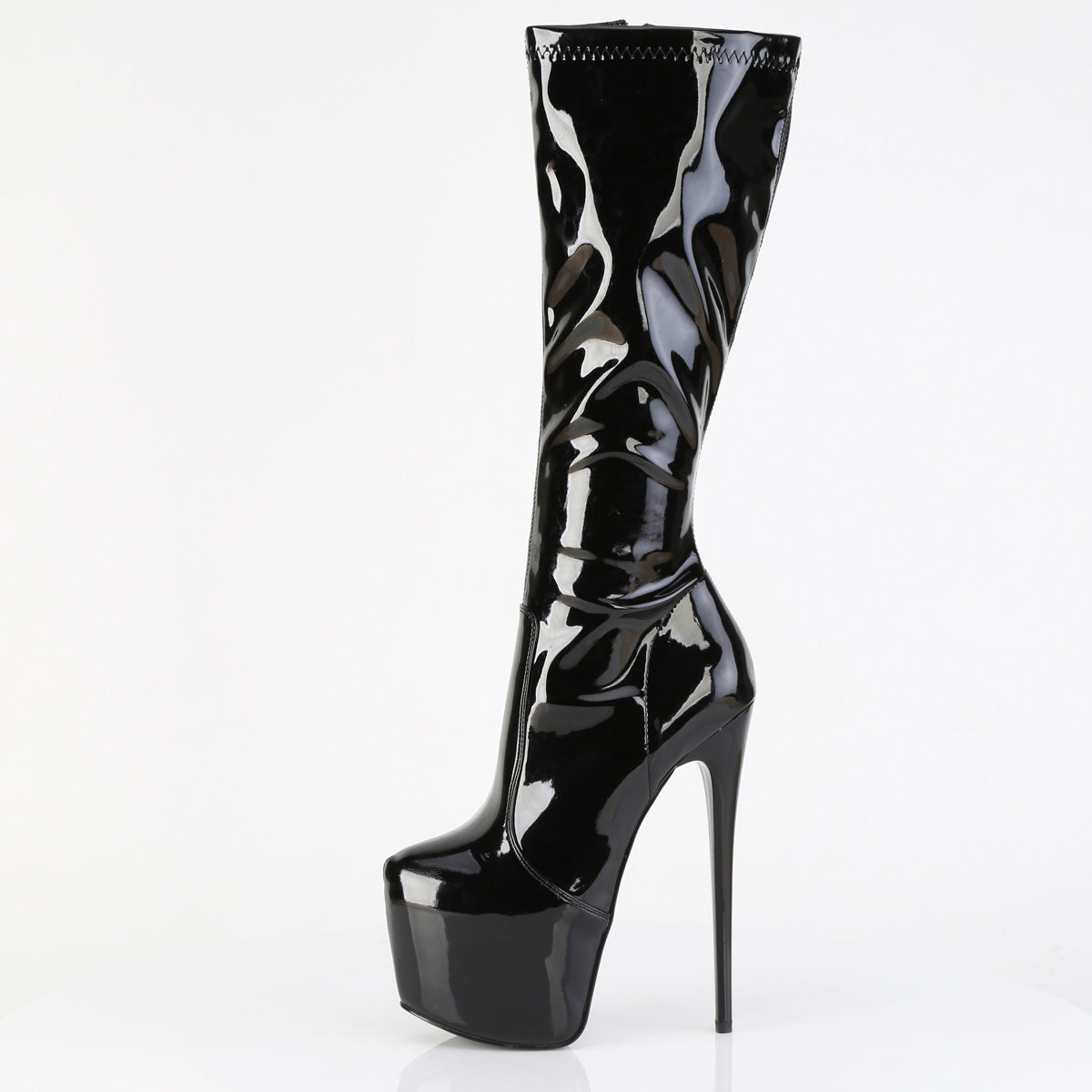 7" Heel, 3" Concealed PF Stretch Knee Boot, Side Zip (Pleaser JUB2000/B)