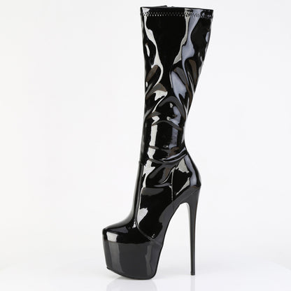7" Heel, 3" Concealed PF Stretch Knee Boot, Side Zip (Pleaser JUB2000/B)