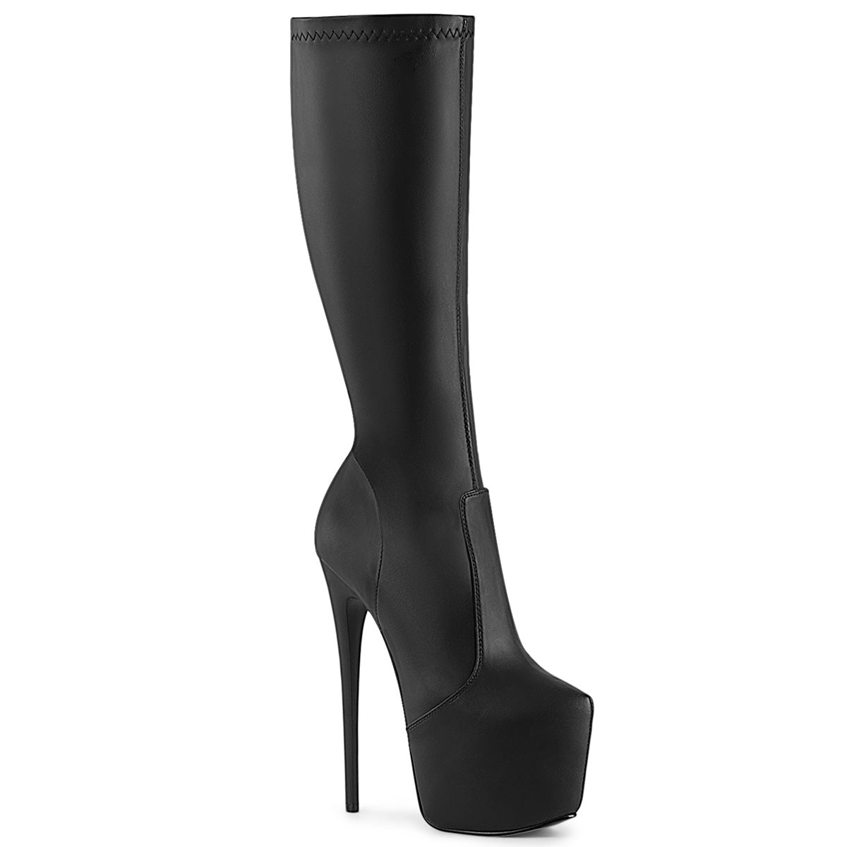 7" Heel, 3" Concealed PF Stretch Knee Boot, Side Zip (Pleaser JUB2000/B)