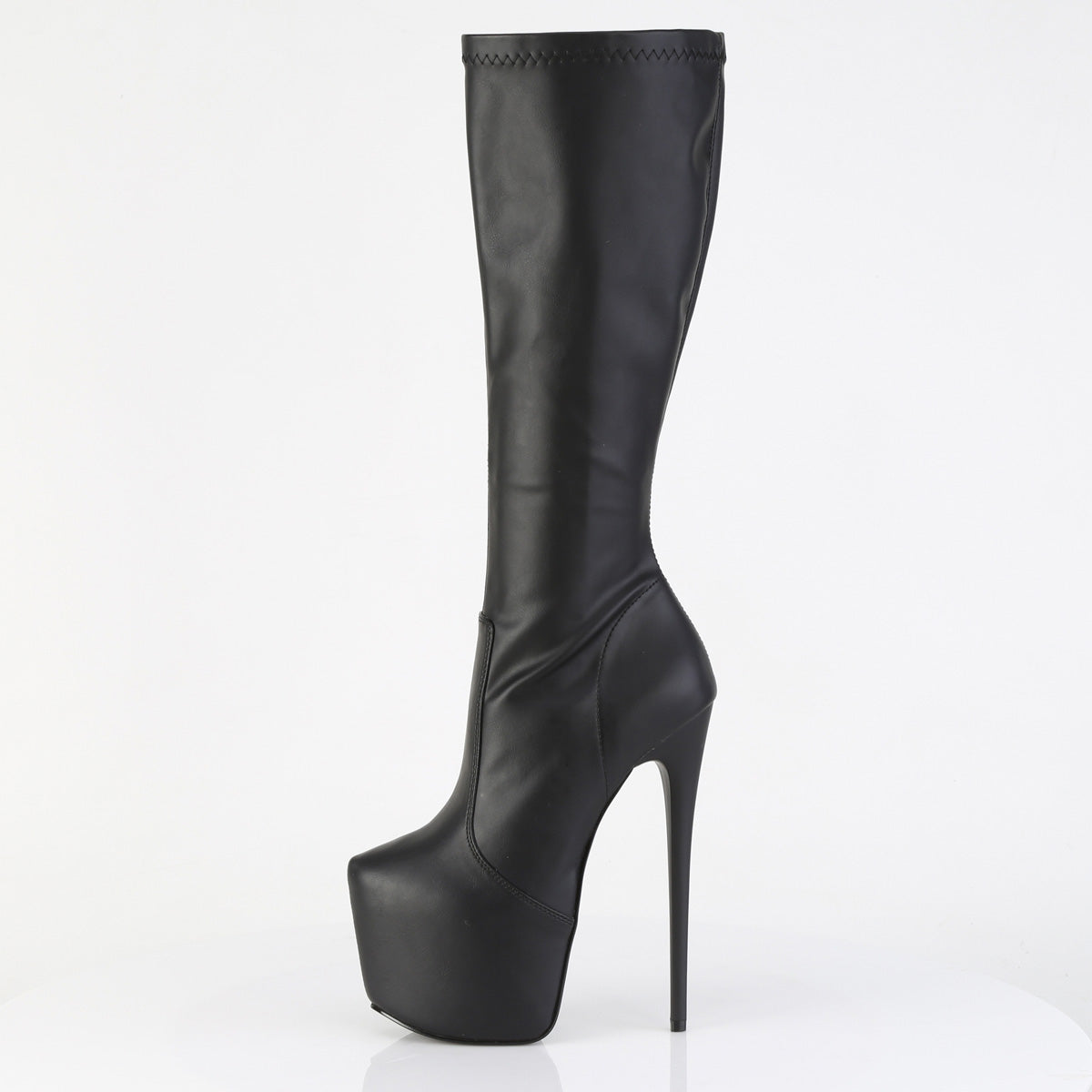 7" Heel, 3" Concealed PF Stretch Knee Boot, Side Zip (Pleaser JUB2000/B)