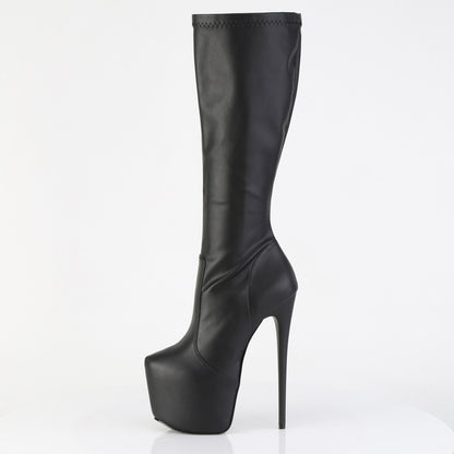 7" Heel, 3" Concealed PF Stretch Knee Boot, Side Zip (Pleaser JUB2000/B)