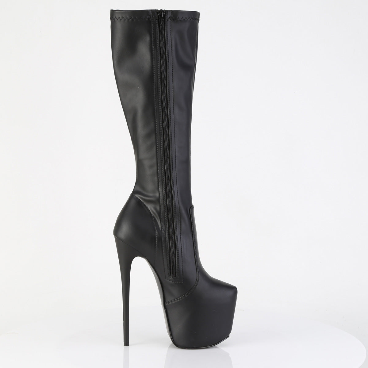 7" Heel, 3" Concealed PF Stretch Knee Boot, Side Zip (Pleaser JUB2000/B)