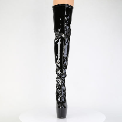 7" Heel, 3" Concealed PF Stretch Thigh Boot, Side Zip (Pleaser JUB3000/B)