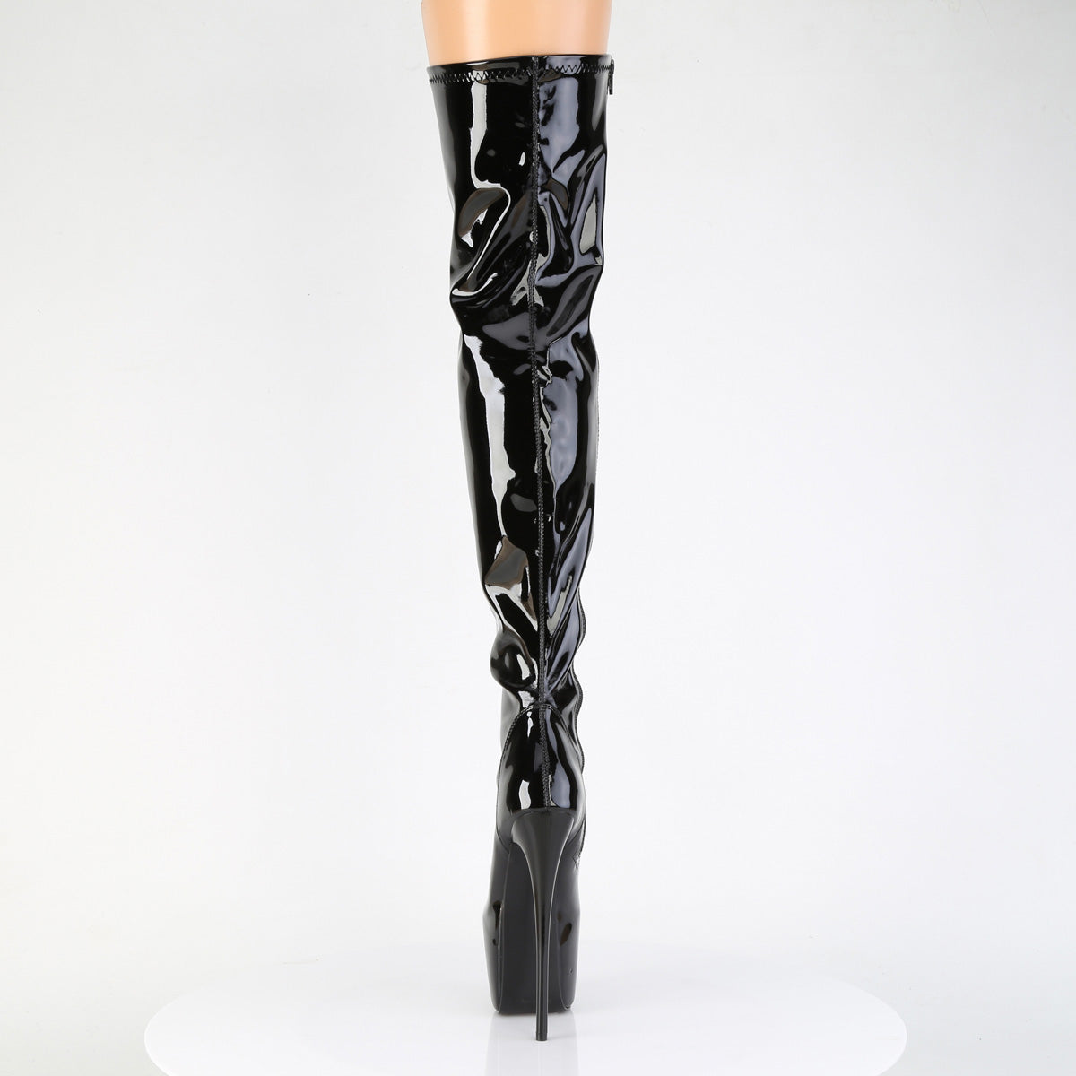 7" Heel, 3" Concealed PF Stretch Thigh Boot, Side Zip (Pleaser JUB3000/B)