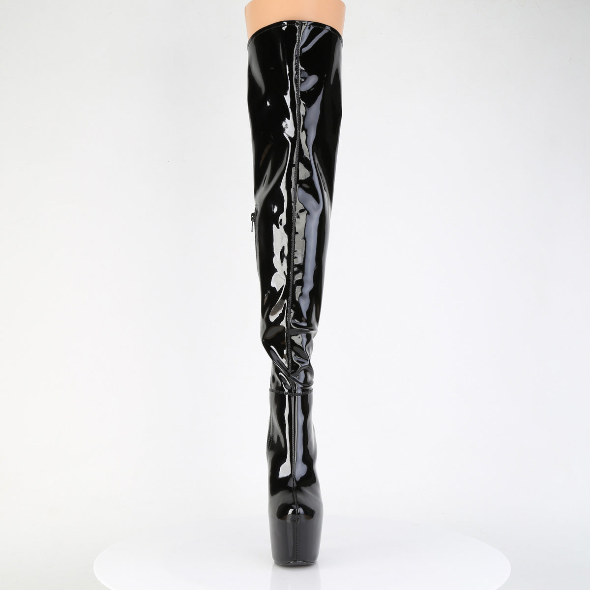 7" Heel, 3" Concealed PF, Stretch Thigh Boot, Side Zip (Pleaser JUB3006/B)