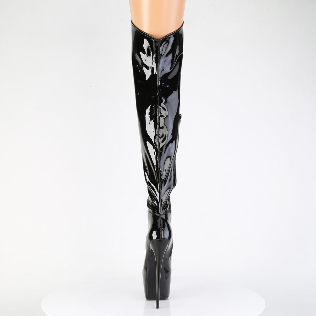 7" Heel, 3" Concealed PF, Stretch Thigh Boot, Side Zip (Pleaser JUB3006/B)