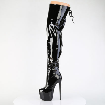 7" Heel, 3" Concealed PF Stretch Thigh Boot, Side Zip (Pleaser JUB3007/B)