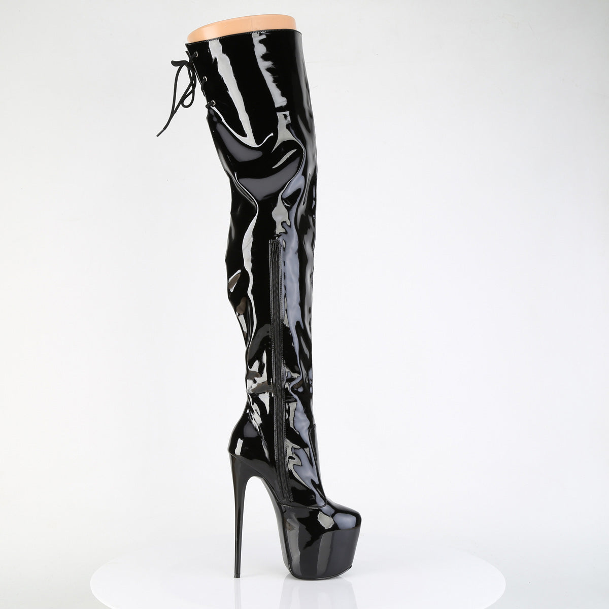 7" Heel, 3" Concealed PF Stretch Thigh Boot, Side Zip (Pleaser JUB3007/B)