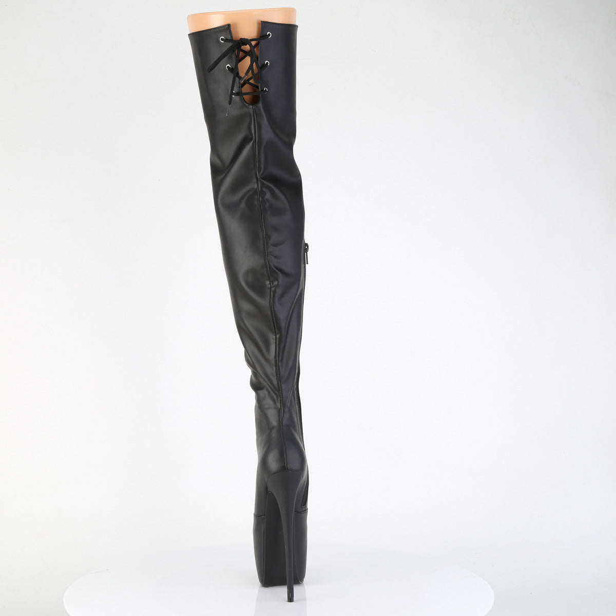 7" Heel, 3" Concealed PF Stretch Thigh Boot, Side Zip (Pleaser JUB3007/B)