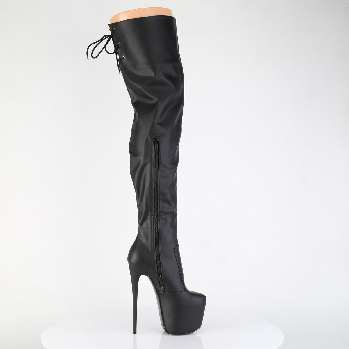 7" Heel, 3" Concealed PF Stretch Thigh Boot, Side Zip (Pleaser JUB3007/B)