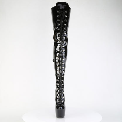 7" Heel, 3" Concealed PF Lace-Up Crotch Boot, Side Zip (Pleaser JUB4012/B)