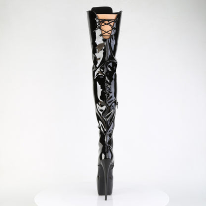 7" Heel, 3" Concealed PF Lace-Up Crotch Boot, Side Zip (Pleaser JUB4012/B)