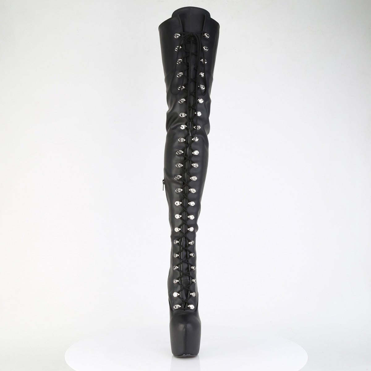 7" Heel, 3" Concealed PF Lace-Up Crotch Boot, Side Zip (Pleaser JUB4012/B)