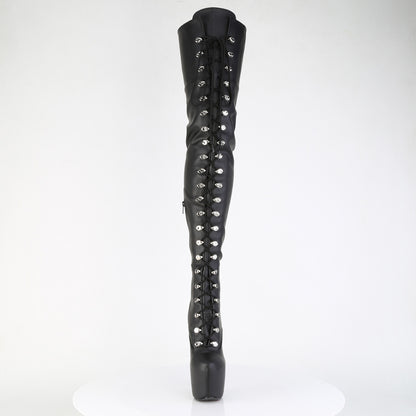 7" Heel, 3" Concealed PF Lace-Up Crotch Boot, Side Zip (Pleaser JUB4012/B)