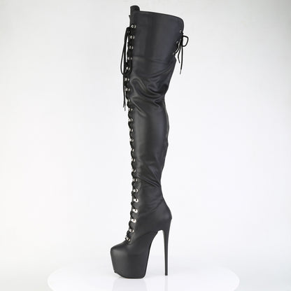 7" Heel, 3" Concealed PF Lace-Up Crotch Boot, Side Zip (Pleaser JUB4012/B)