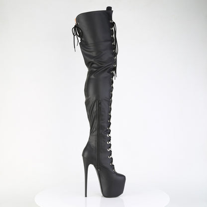 7" Heel, 3" Concealed PF Lace-Up Crotch Boot, Side Zip (Pleaser JUB4012/B)