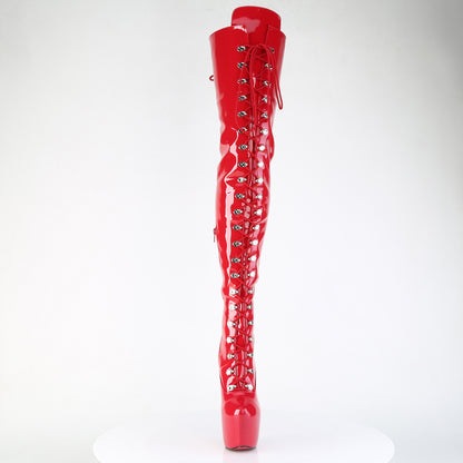 7" Heel, 3" Concealed PF Lace-Up Crotch Boot, Side Zip (Pleaser JUB4012/B)
