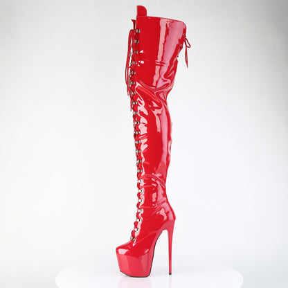 7" Heel, 3" Concealed PF Lace-Up Crotch Boot, Side Zip (Pleaser JUB4012/B)