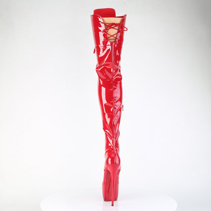 7" Heel, 3" Concealed PF Lace-Up Crotch Boot, Side Zip (Pleaser JUB4012/B)