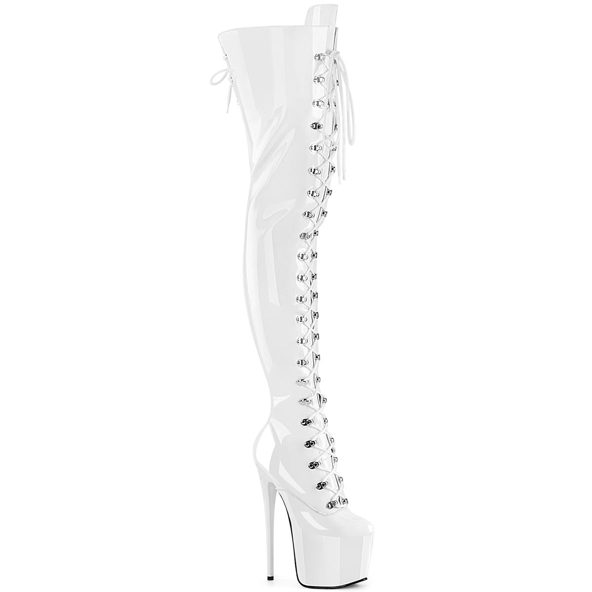 7" Heel, 3" Concealed PF Lace-Up Crotch Boot, Side Zip (Pleaser JUB4012/B)