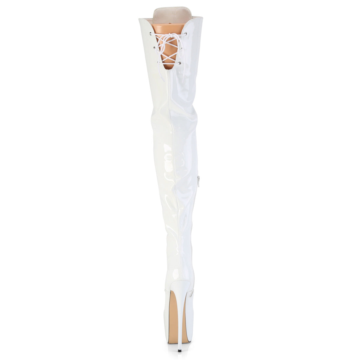7" Heel, 3" Concealed PF Lace-Up Crotch Boot, Side Zip (Pleaser JUB4012/B)