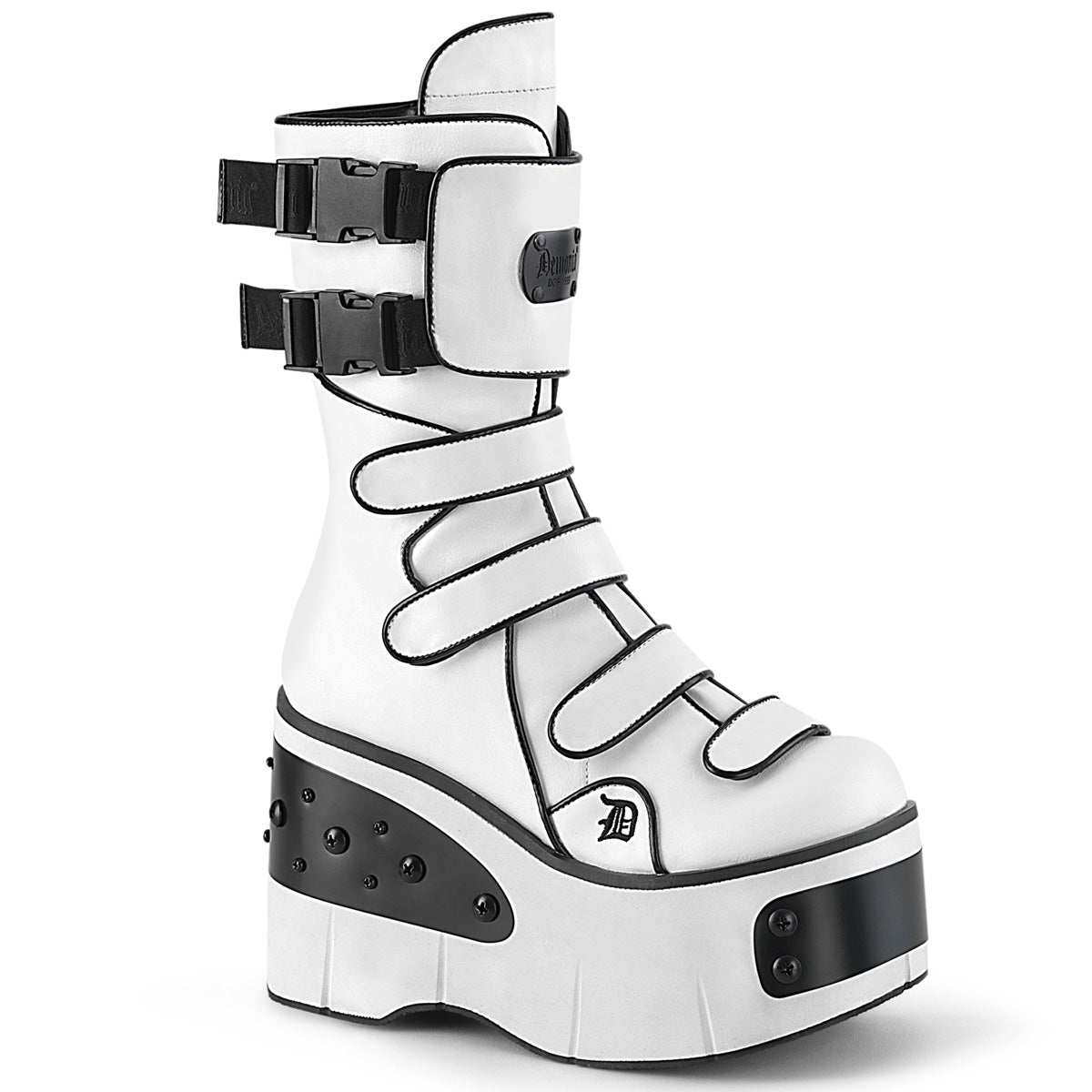 **4 1/2" Platform Strappy Mid-Calf Boot, Inside Zip (Demonia KERA108/WVL)