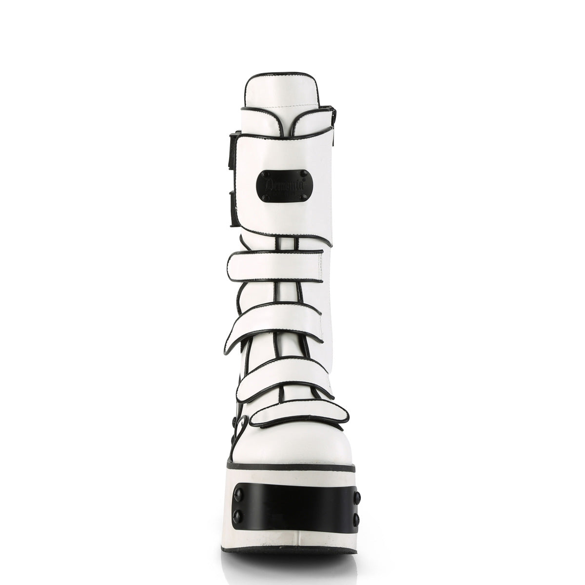 **4 1/2" Platform Strappy Mid-Calf Boot, Inside Zip (Demonia KERA108/WVL)