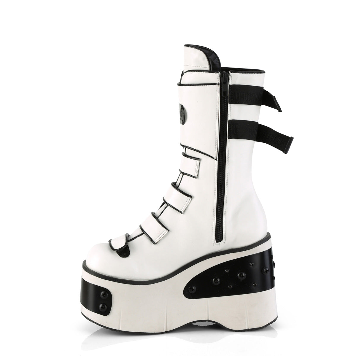 **4 1/2" Platform Strappy Mid-Calf Boot, Inside Zip (Demonia KERA108/WVL)