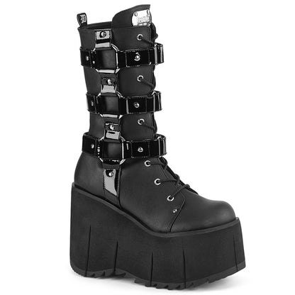 **4 1/2" Platform Lace-Up Mid-Calf Boot, Inside Zip (Demonia KERA110/BVL)
