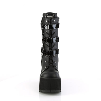 **4 1/2" Platform Lace-Up Mid-Calf Boot, Inside Zip (Demonia KERA110/BVL)