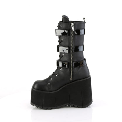 **4 1/2" Platform Lace-Up Mid-Calf Boot, Inside Zip (Demonia KERA110/BVL)